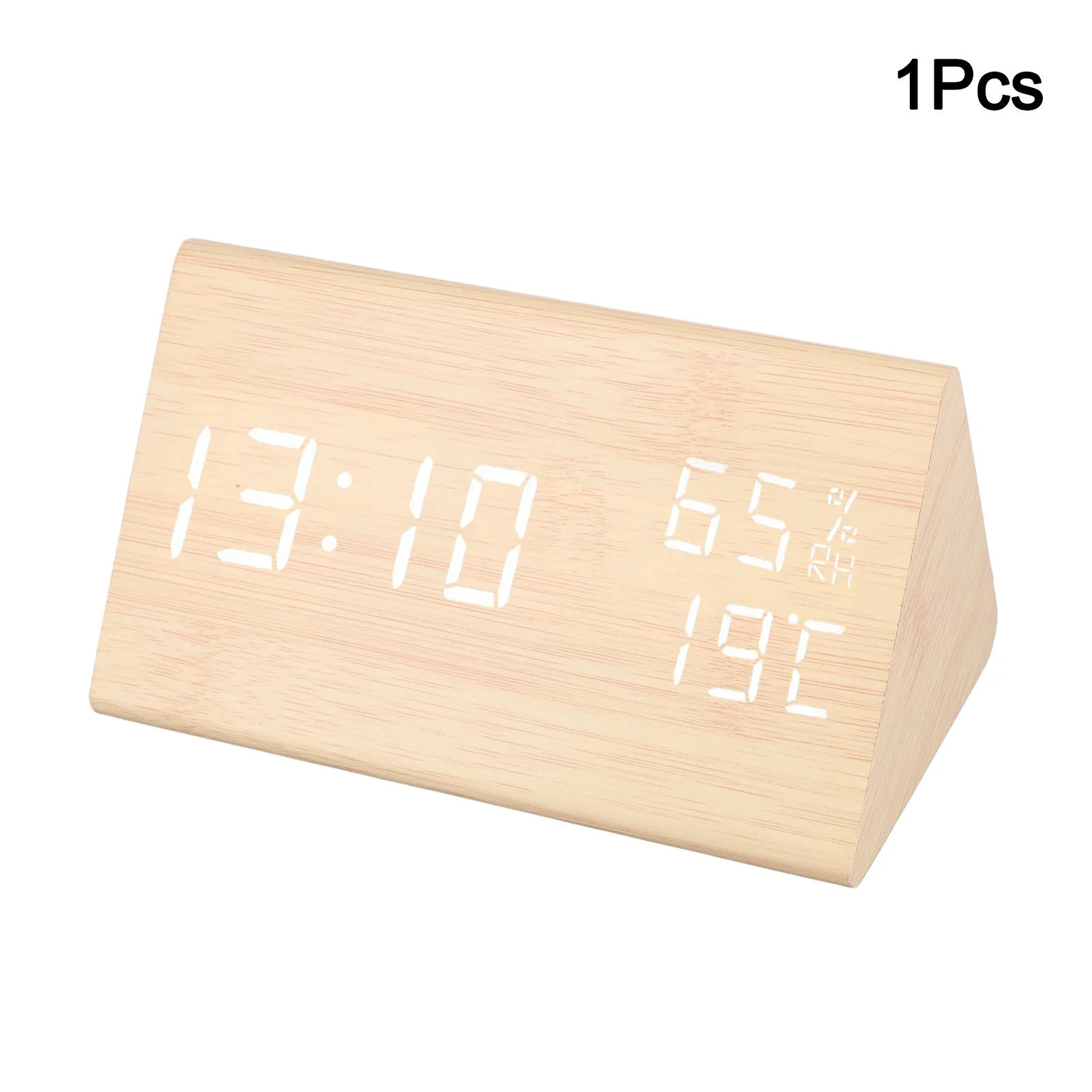 

Beige LED Temperature Display 12 24 Hour Format Beige Wooden Design Compact Size Indoor Temperature Sensor For Home Decoration