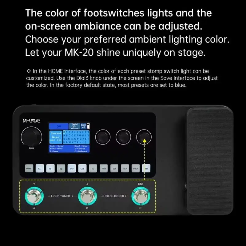 M-Vave Mk-20 Guitar And Bass Multi-Effect Pedal 100 Effects 120-Second Looper Drum Machine For Practice Suitable For Performance