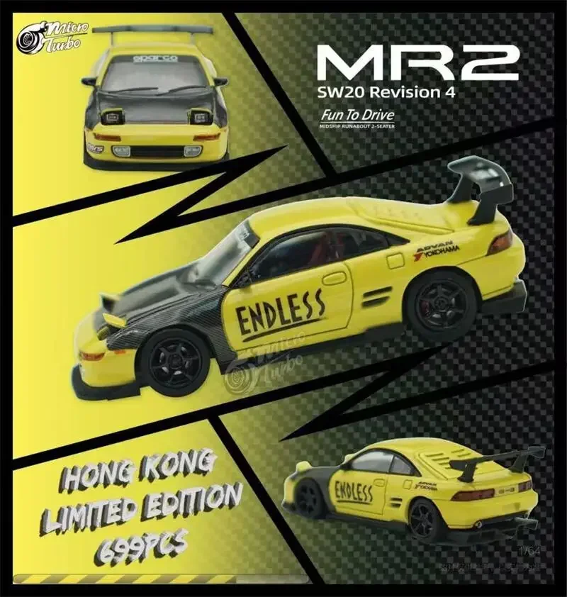 

Micro Turbo MT 1:64 SW20 Revision 4 MR2 Гонконг Эксклюзивный черный желтый ограниченный 699 Литая под давлением модель автомобиля