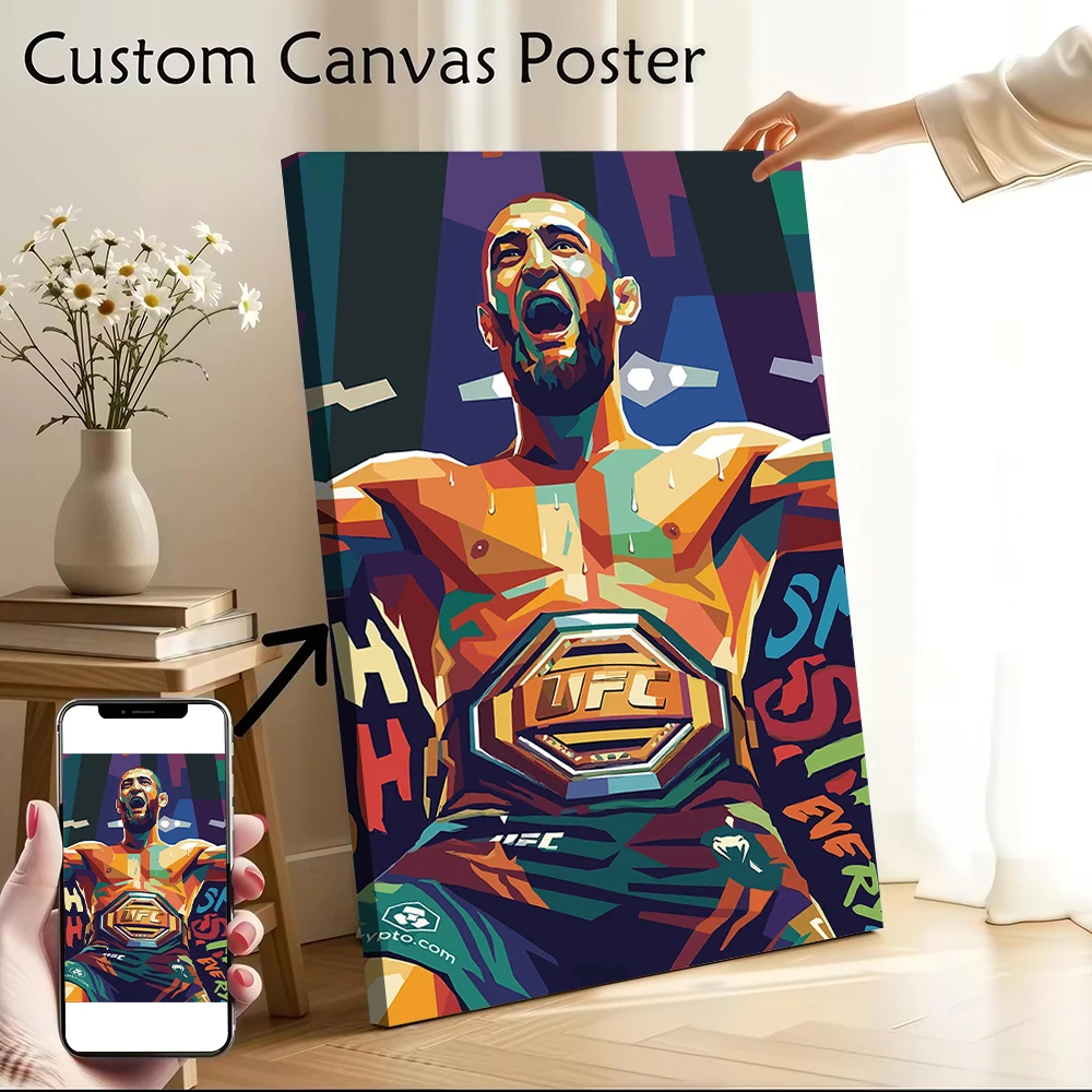 Affiche Pop Art du champion de MMA Khamzat Chimaev, peinture sur toile imprimée personnalisable pour photos, art mural, décoration de luxe pour la maison