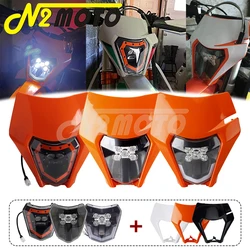 For KTM XC-W XC-F XCF-W EXC ECX-F SX SX-F SMC 690 R Enduro Universal Motorcross LED Headlight Off Road Supermoto Head Light Mask