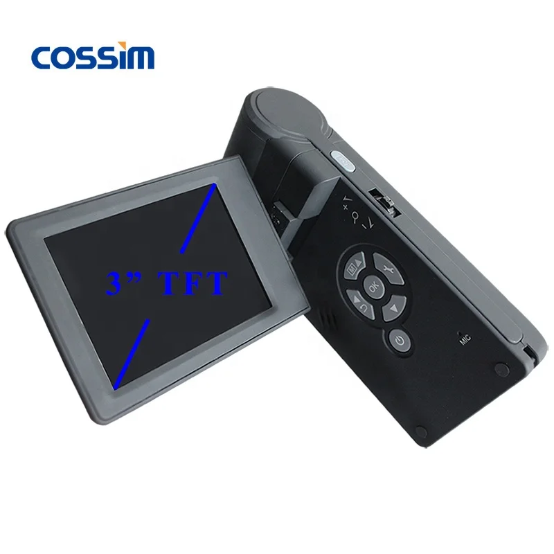 500X 12MP 3inch  Continuous Zoom Portable Handheld Magnifier USB Digital Microscope with TFT Screen & Measurement Software