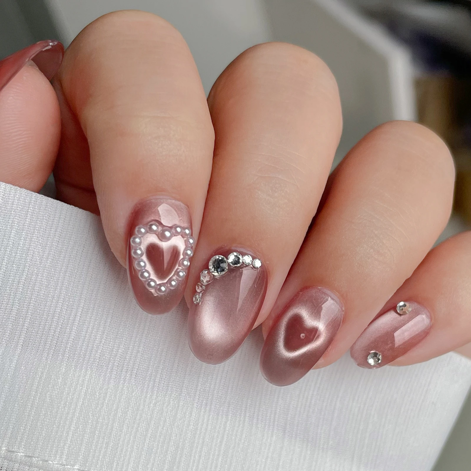 4pcs Nail Art ชุดแม่เหล็กลวดเหล็ก Cat's Eye Magnetic Rod Strong รูปหัวใจแม่เหล็ก Cat's Eye Polishing Effect เล็บเครื่องมือ