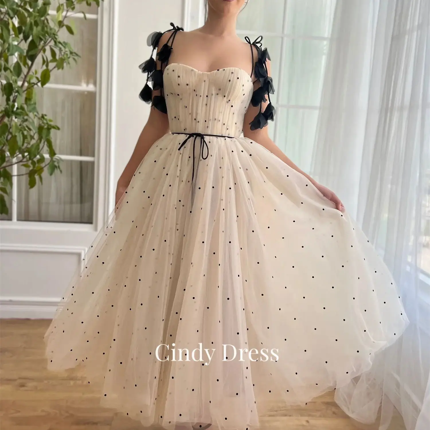 

Cindy Black Dots A-line Sweetheart Chubby Elegant Party Dresses on Offer Liquidation Evening Woman Gala Prom Wedding Dress 2024