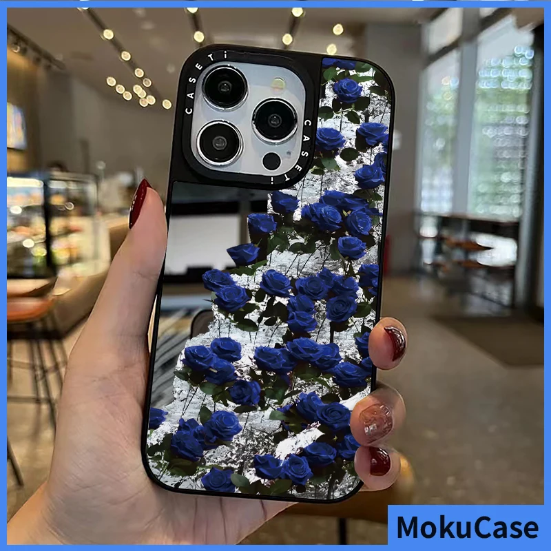 Shockproof Mirror Phone Case For iPhone 13 14 13 12 11 15 Pro Max Full screen glacier cliff blue rose For Case 7+8+ XR XsMax image 2