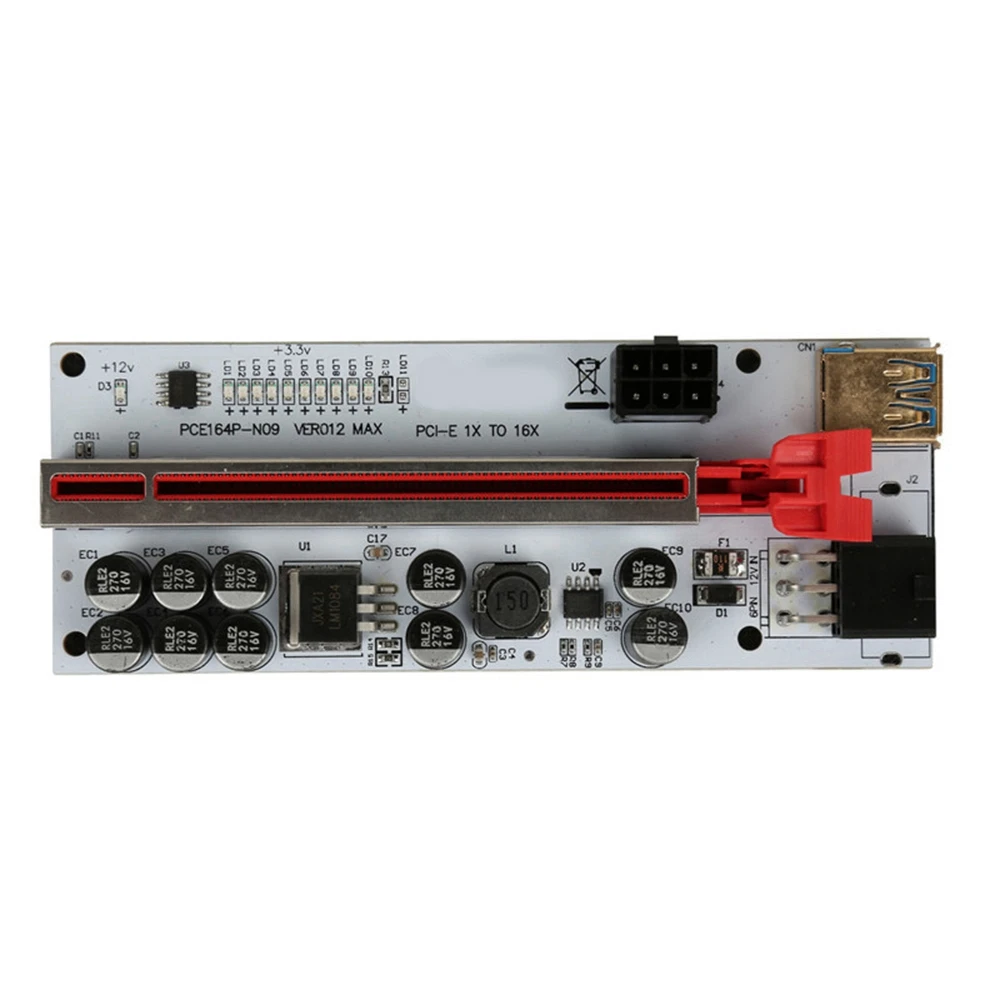 

GW-6Pcs PCI-E Riser Card VER012 MAX PCI Express X1 To X16 Extender PCI E USB3.0 Кабель SATA 6-контактный адаптер для майнинга графического процессора