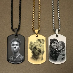 Personalized Photo Necklace Pendant Custom Pet Memorial Necklace,Customized Engraved Necklace with Photo Christmas Gifts