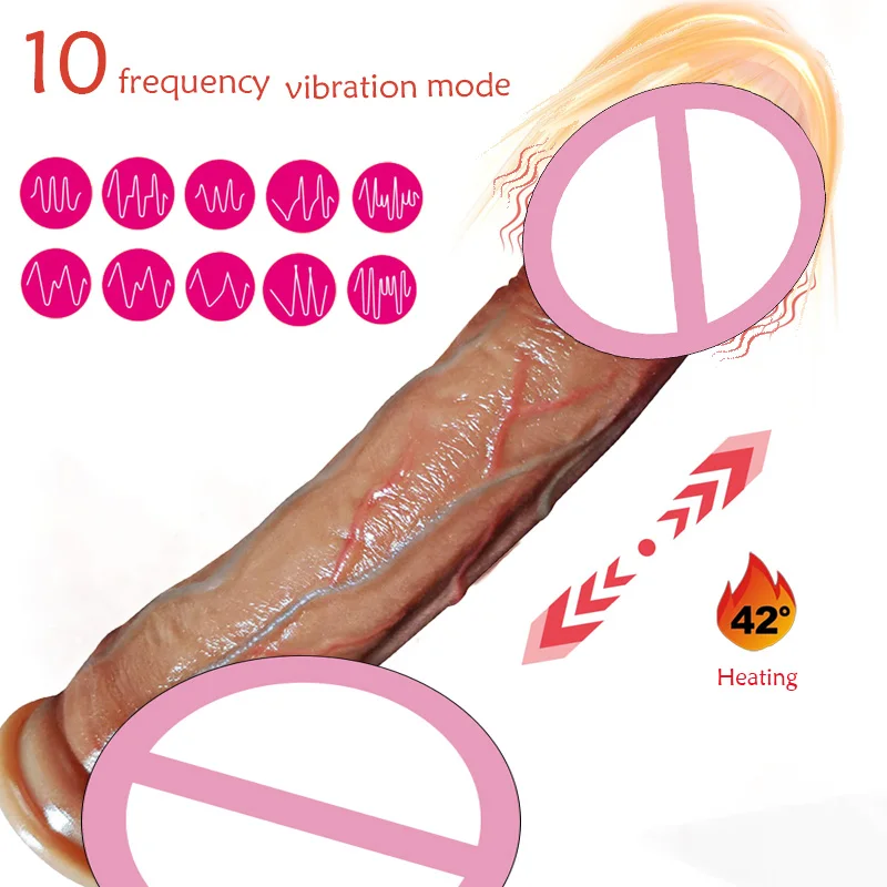 Enorme vibratore vibrante Controllo automatico Vibratore Riscaldamento Spinta pene Dildo Giocattolo del sesso Punto G Stimolazione anale Adulto per le donne