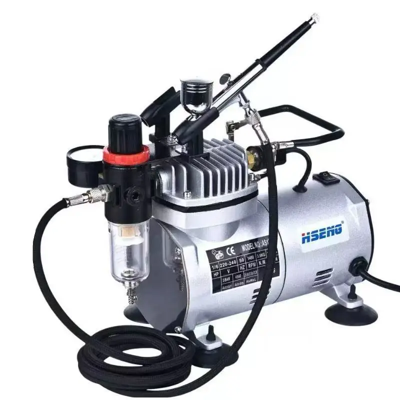 Portable Powerful Rechargeable Mini Compressor Airbrush Kit with Dehumidifier, Auto Stop Function, Eco-Friendly Nail Paint