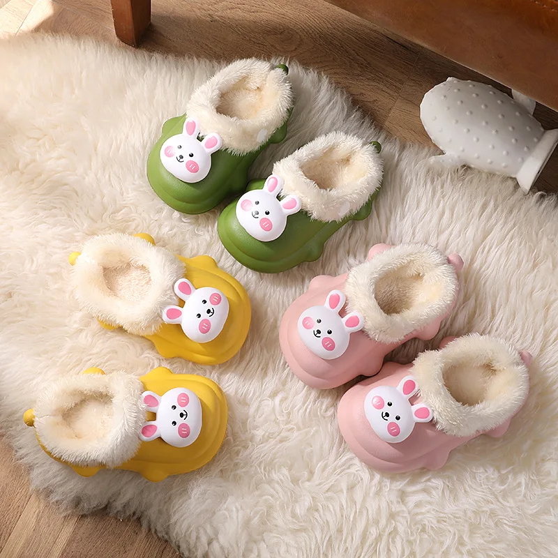 Children Home Shoes Cashmere Cotton Slippers Kids Water Proof Warm Shoes Boys Girls Slippers Indoor Home Winter Baby Kids Shoes