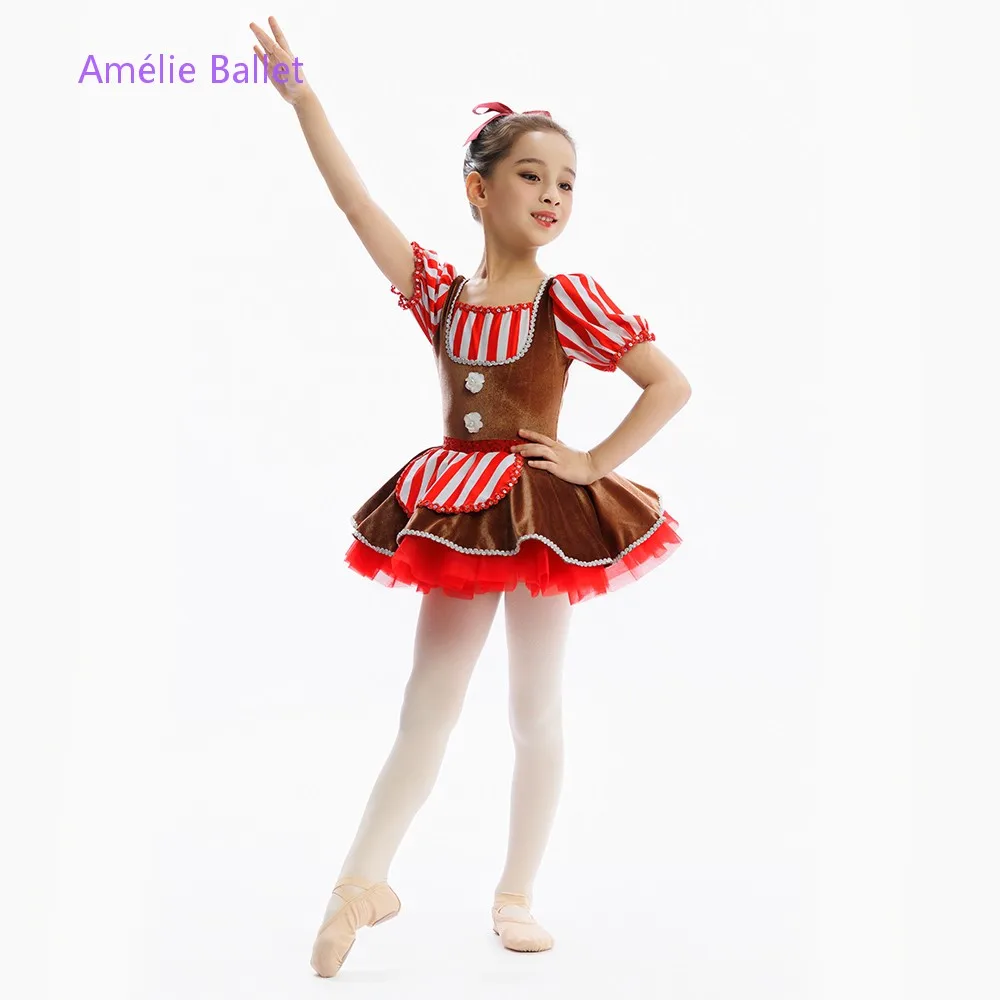 C26053 novos trajes de balé marrom e vermelho veludo superior corpete ballet tutu crianças desempenho palco ballet dança traje dancewear