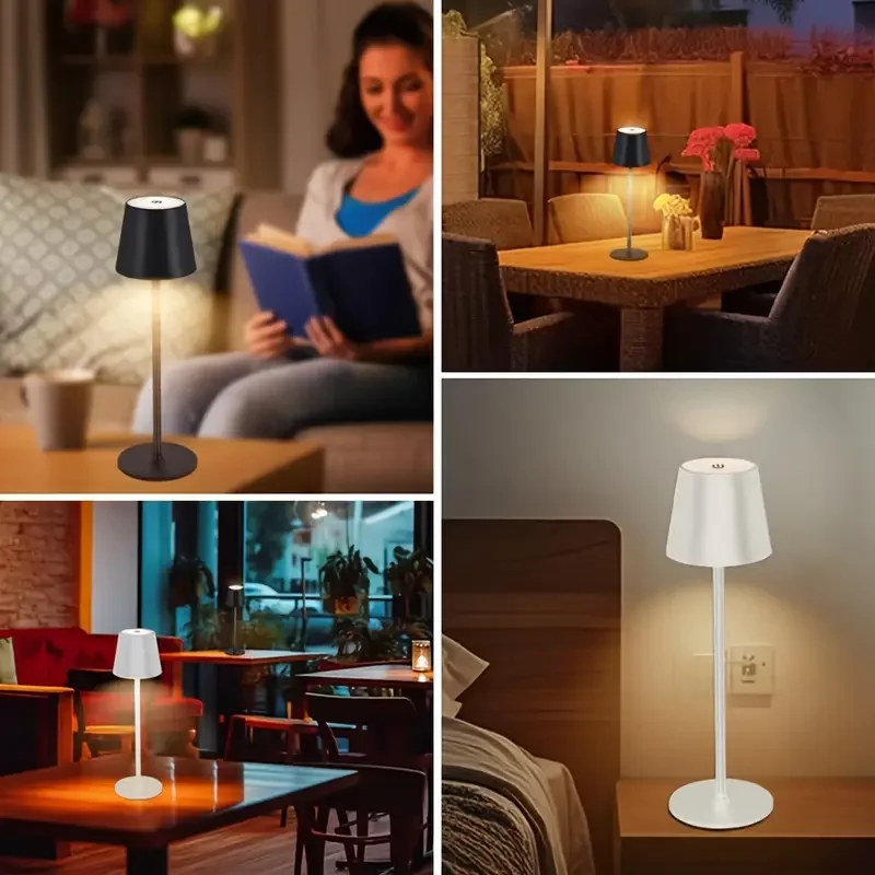 Lâmpada de mesa de leitura led regulável luz noturna recarregável preto/branco atmosfera luz noturna adequada para restaurante quarto