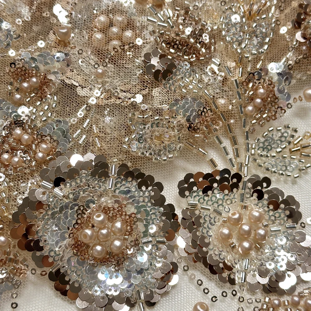 قماش دانتيل مطرز بالترتر الثقيل الأفريقي قماش نيجيري فرنسي تول مطرز قماش دانتيل شبكي موضة فستان حفلات الزفاف