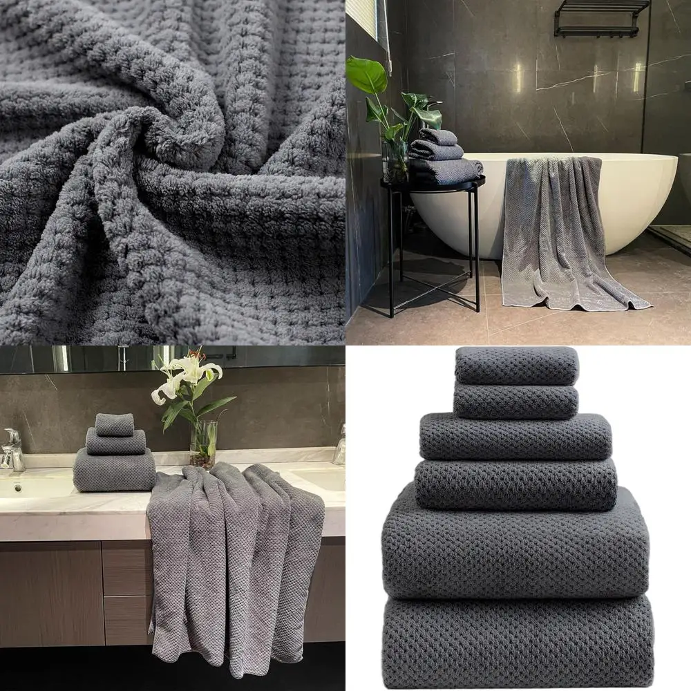 

Luxury Oversized 40x80 Bath Sheets - 6 Pack Charcoal Microfiber Towels: Soft, Fast Drying, High Absorbency