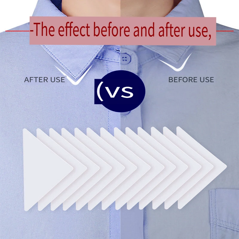 Men's Invisible Collar Stays-100Pcs Breathable Triangle Shirt Stiffeners, Anti-Curl Adhesive Supports for Polo & Business Shirts