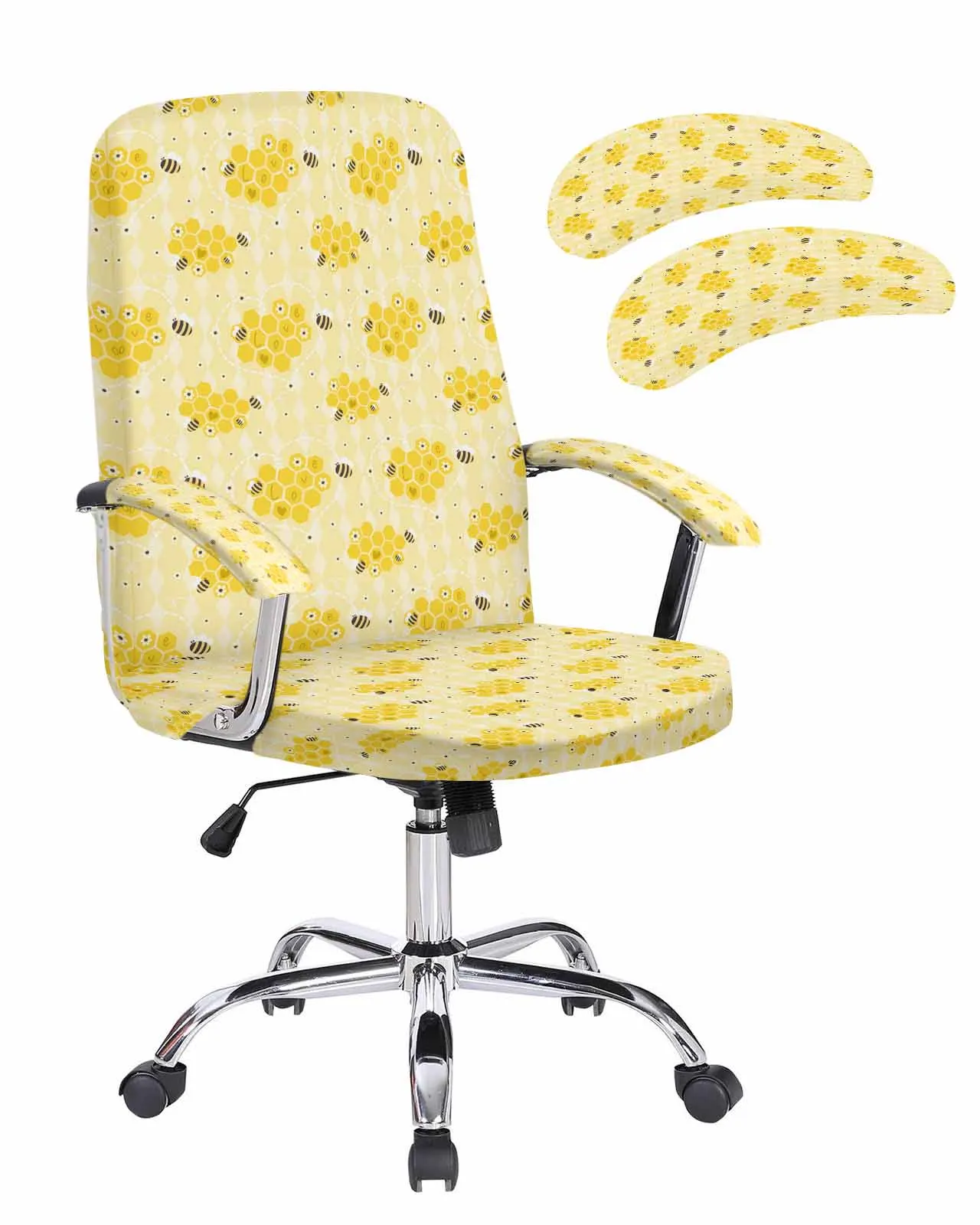 Bee Hive Yellow Flowers Elastic Office Chair Cover Gaming Computer Chair Armchair Protector Seat Covers