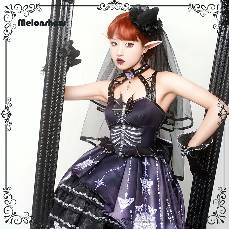 

Melonshow Gothic Lolita Dress Black Victorian Dresses Women Kawaii Clothes Goth Lolita JSK Blouse Black White Princess