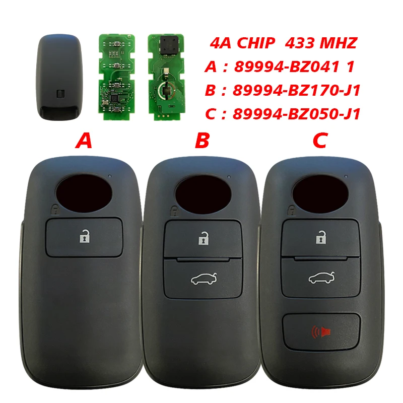 

CN007313 Aftermarket 2/3/4 button Smart Key For Toyota Raize Rocky Remote Control 433mhz 4A Chip 89994-BZ041 1 89994-BZ170-J1