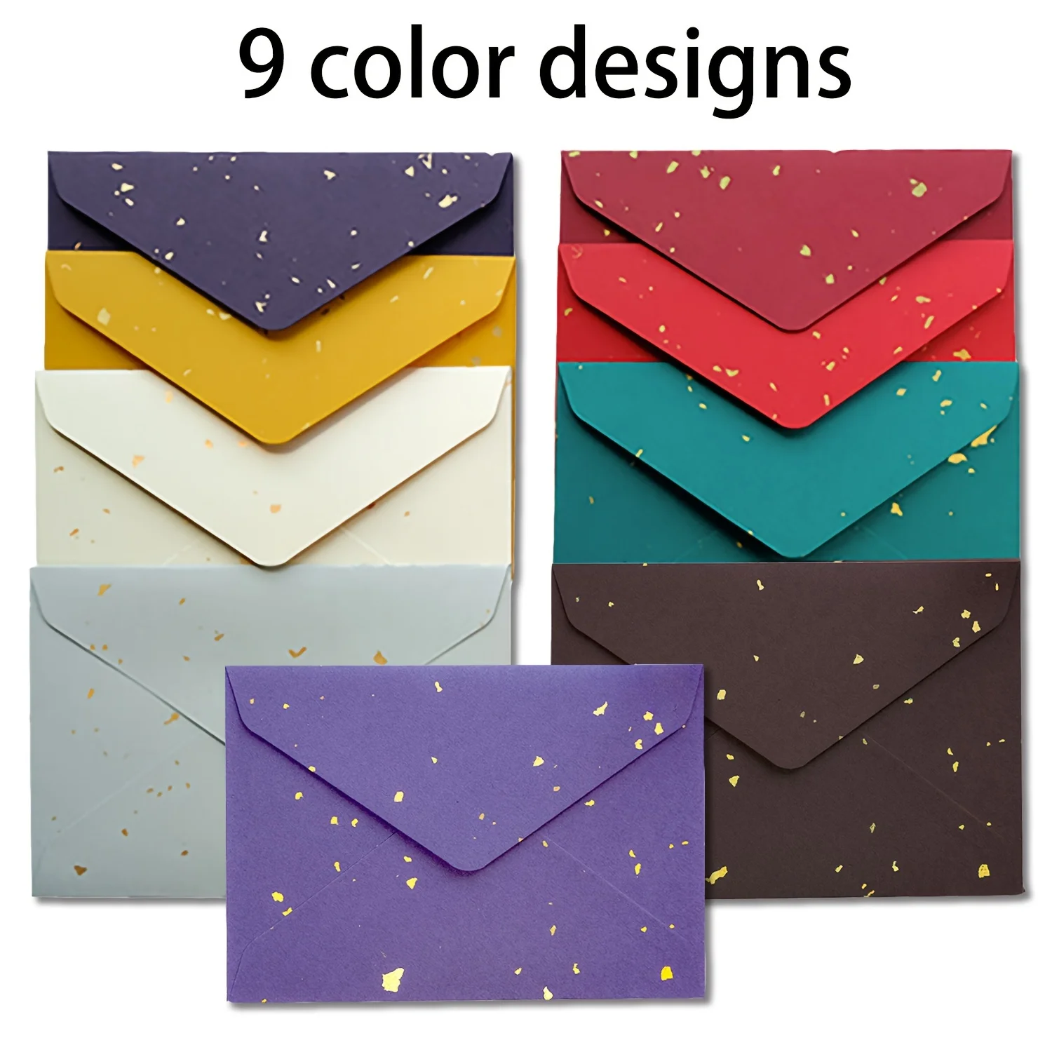 

9 Color Designs Gold Foil Speckle Envelopes Assorted - for Wedding Birthday Gift Packaging