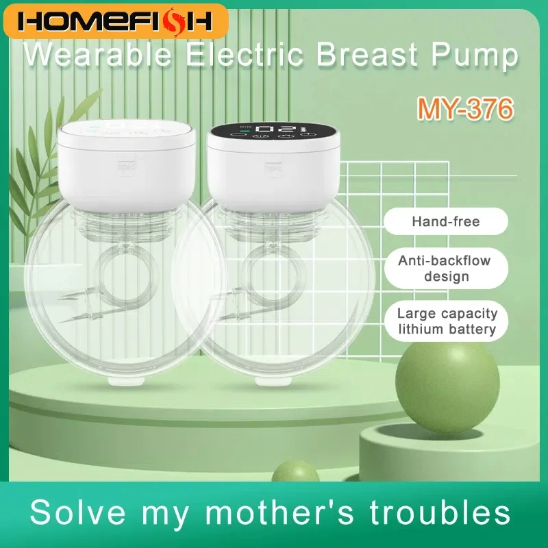 홈피쉬 전동 유축기 휴대용 핸즈프리 웨어러블 유축기 저소음 편안한 모유 추출기 수집기 BPA 프리