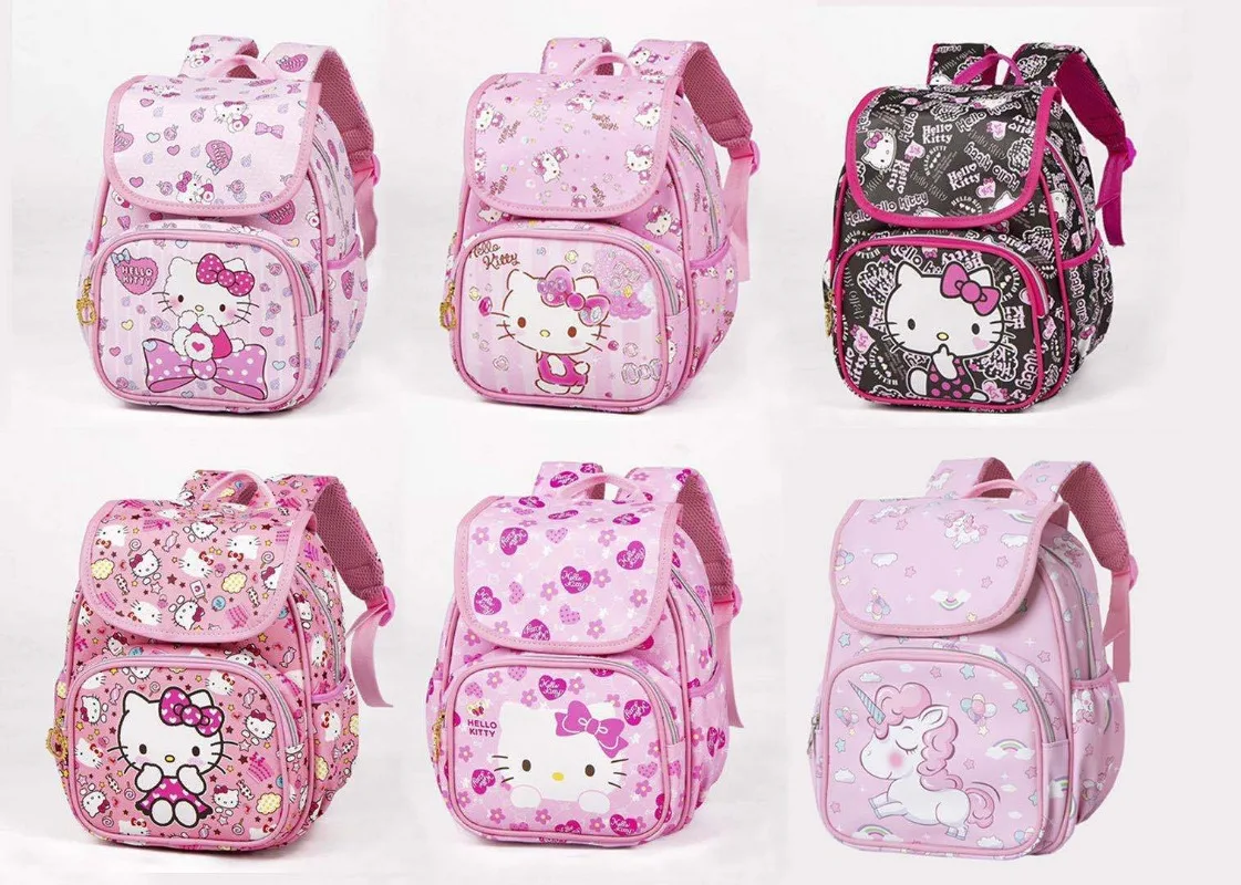 

Anime Cartoon Hello Kitty School Backpack Primary Kawaii Cute Waterproof Little Packs School Bag Suitable for 5-12 Years Old