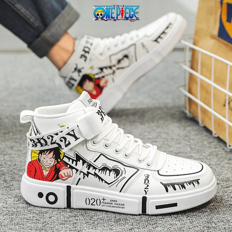 NE PIECE Anime Shoes Monkey D rufy Roronoa Zoro High Top Casual Sneakers studente scarpe da tavola moda regali di compleanno