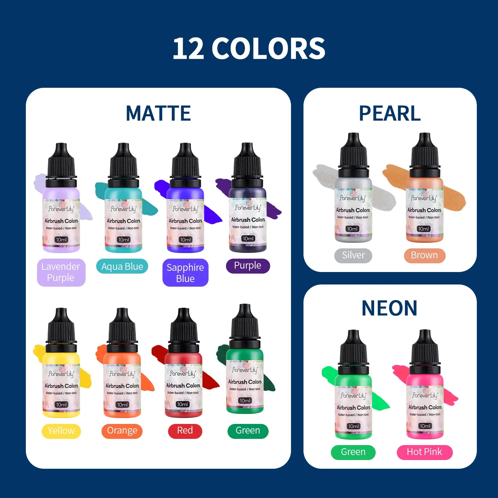 Airbrush Nail Ink, Airbrush Spray, Esmalte Arte Pintura Uso, Pigmento Tintas, Aerografia Kit, Manicure Tool, 12 Cores, 10ml