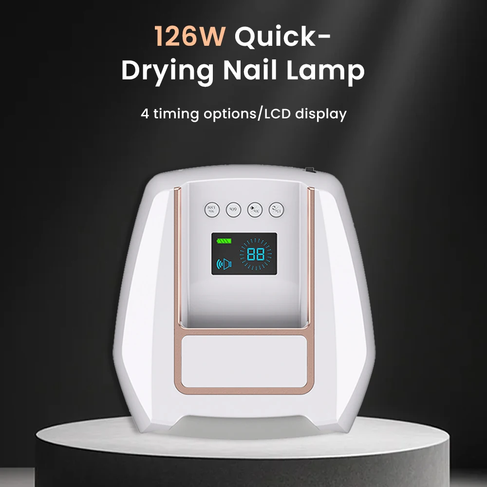 

High-quality 126w LED UV wireless nail lamp, cordless, 4 timing modes, gel polishing and drying lamp, with customizable logo, su