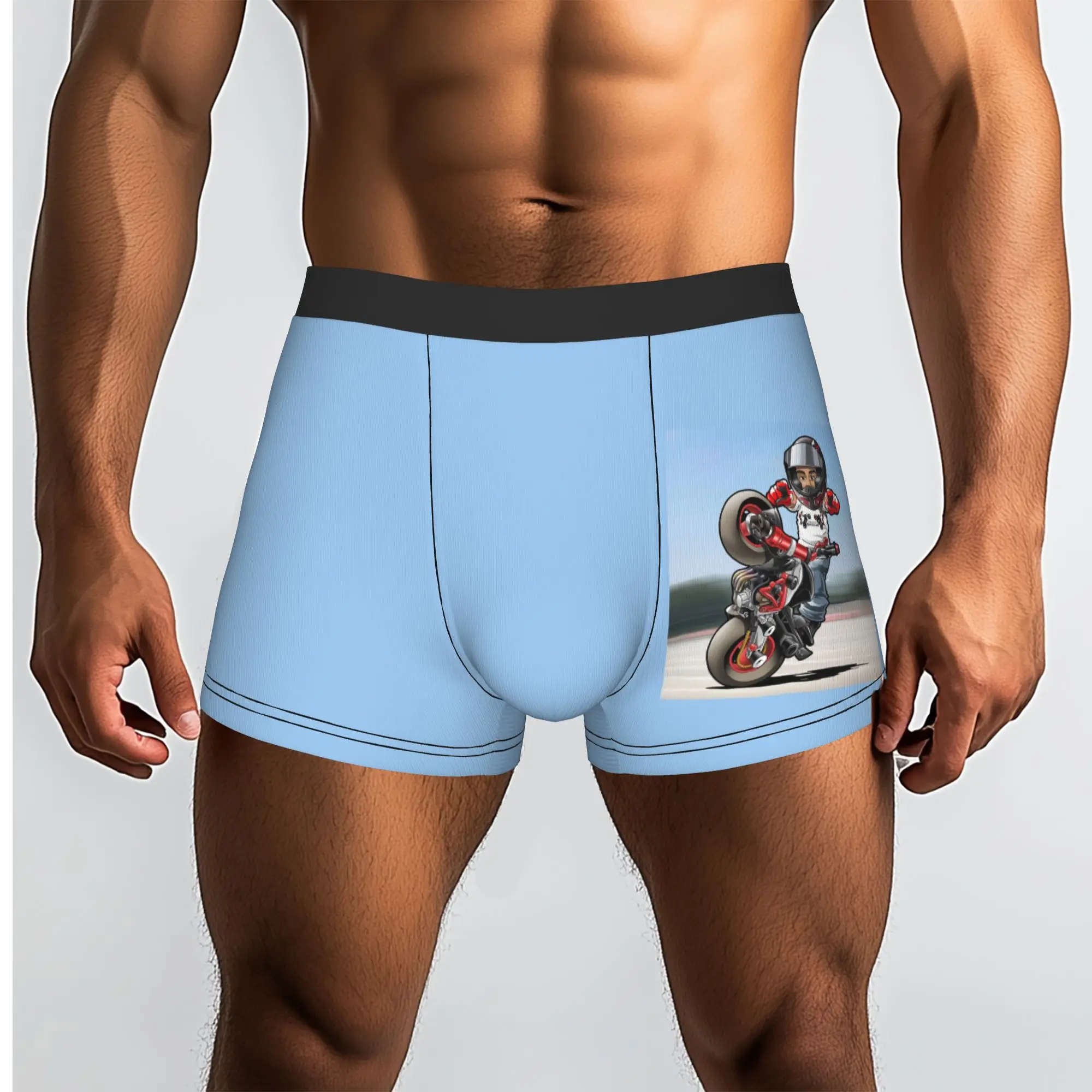 Custom Extreme Stunt Sport Cartoon Motorcycle Underwear Men Breathable Mobile Bike Boxer Briefs Shorts Panties Soft  For Male