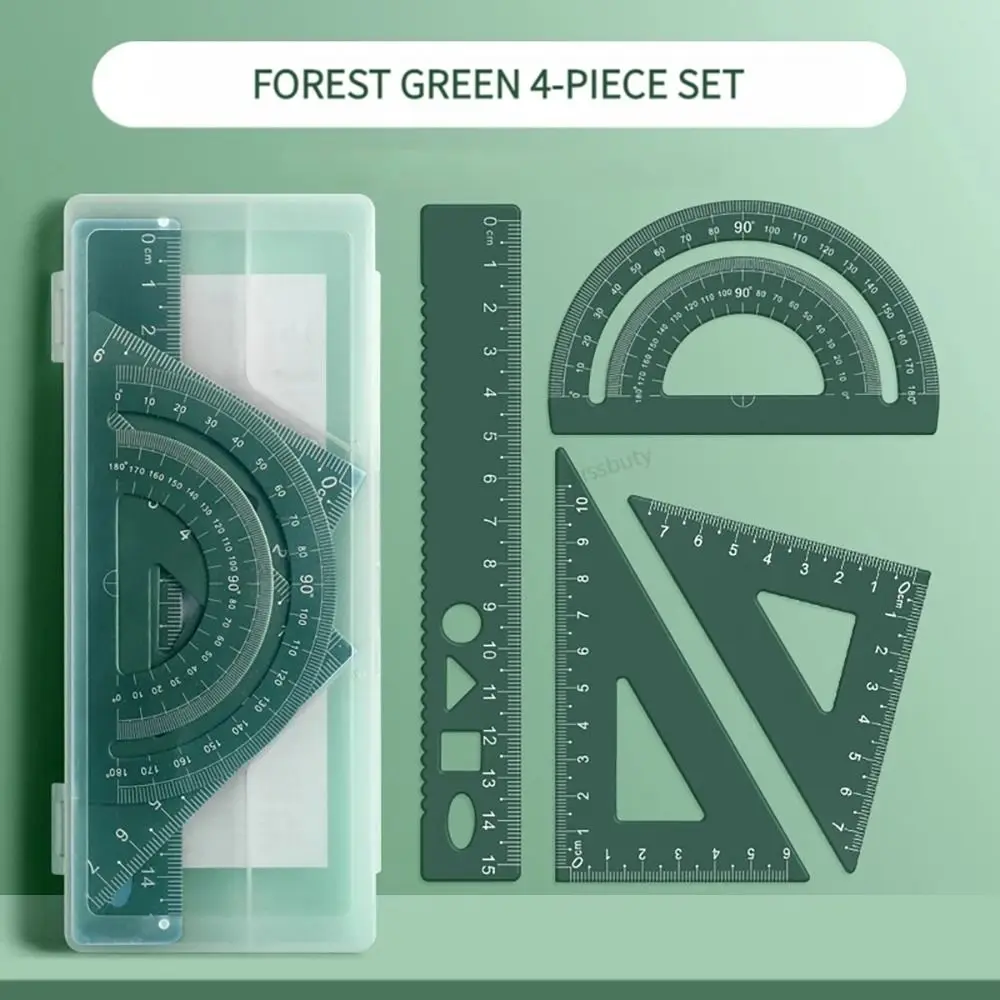 2024 4 in 1 Ruler Multifunctional Aluminum Alloy Triangle Protractor Combination Stationery Set Student