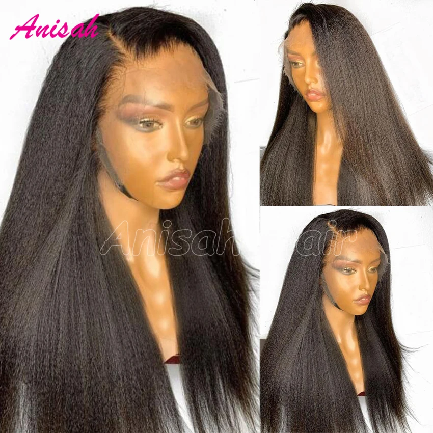 

Kinky Straight 13x6 Lace Frontal Wig Human Hair Brazilian Glueless Yaki 13x4 Lace Front Human Hair Wigs For Women Preplucked