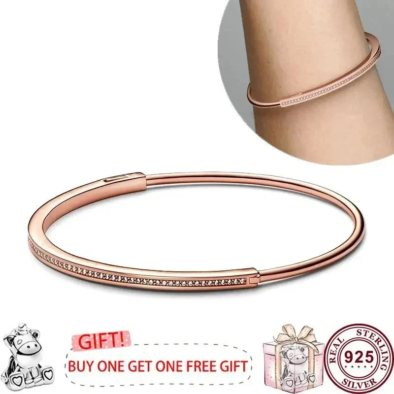 New 100% S925 Silver Signature Series I-d Meteor Women's Open Signature Bracelet Women's Fashion DIY Jewelry aretes