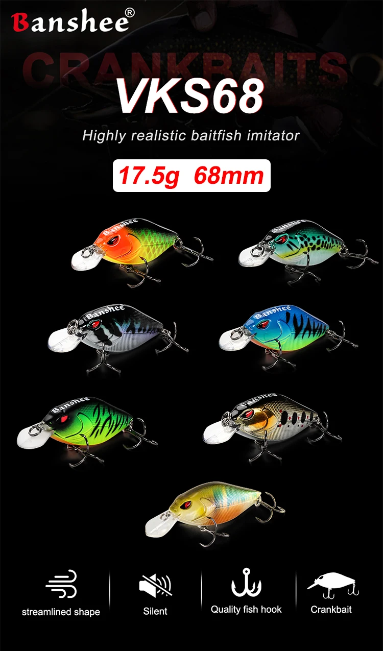 6,8 cm 17,5 g 2019 Harter Angelköder Slient Kurbel Kurbelköder Japan Hechtbarsch Bass Fishing Wobbler Schwimmender künstlicher Köder – Detail 1