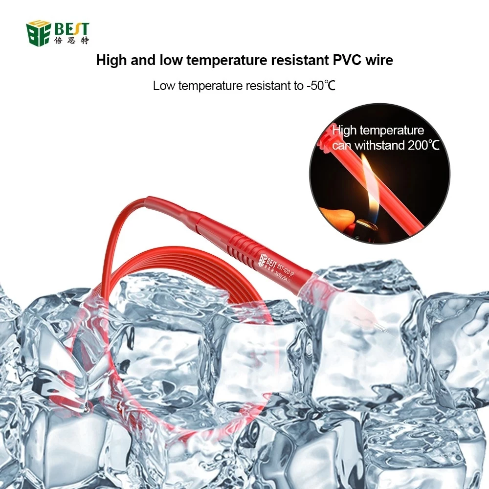 Imagem -03 - Liga Aço Ponta Fina Multímetro Sonda Test Leads Isolados Silicone Leva para Figital Multímetros Bst020-jp Catiii 20a