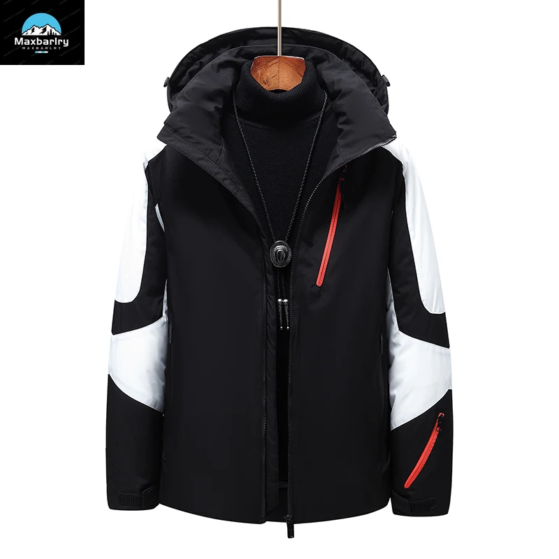 Winter Patchwork Puffer Jacket Men's Thicken Warm Down Jackets 2021 Outdoor Mens Windproof White Duck Down Parka Coat Outfits