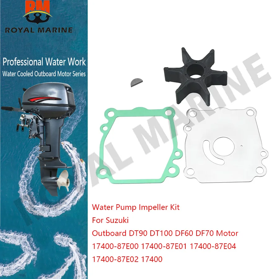 

17400-87E00 Water Pump Impeller Kit 17400-87E04 For Suzuki Outboard DT90 DT100 DF60 DF70 Motor 17400-87E01 17400-87E02 17400