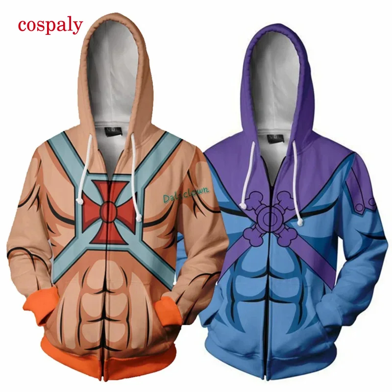 Skeletor Master Of The Universe Hoodie 3D Printed Sweatshirt Casual Zipper Jacket Hooded Tops Cosplay Costume