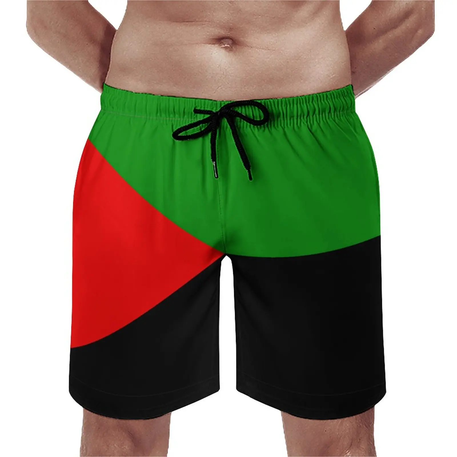 Casual Beach Pants Anime Causal Martinique in Red Green And Black 1 Breathable Quick Dry Classic Running Adjustable Drawstring L