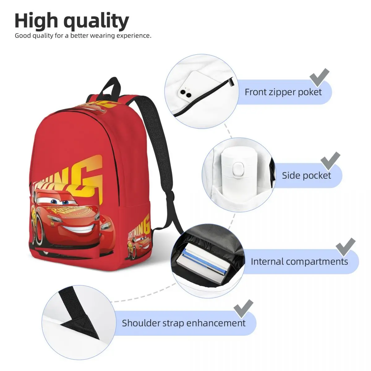 Custom Lighting McQueen Canvas Backpack for Girls Boys Cars School College Travel Bags Women Men Bookbag Fits 15 Inch Laptop