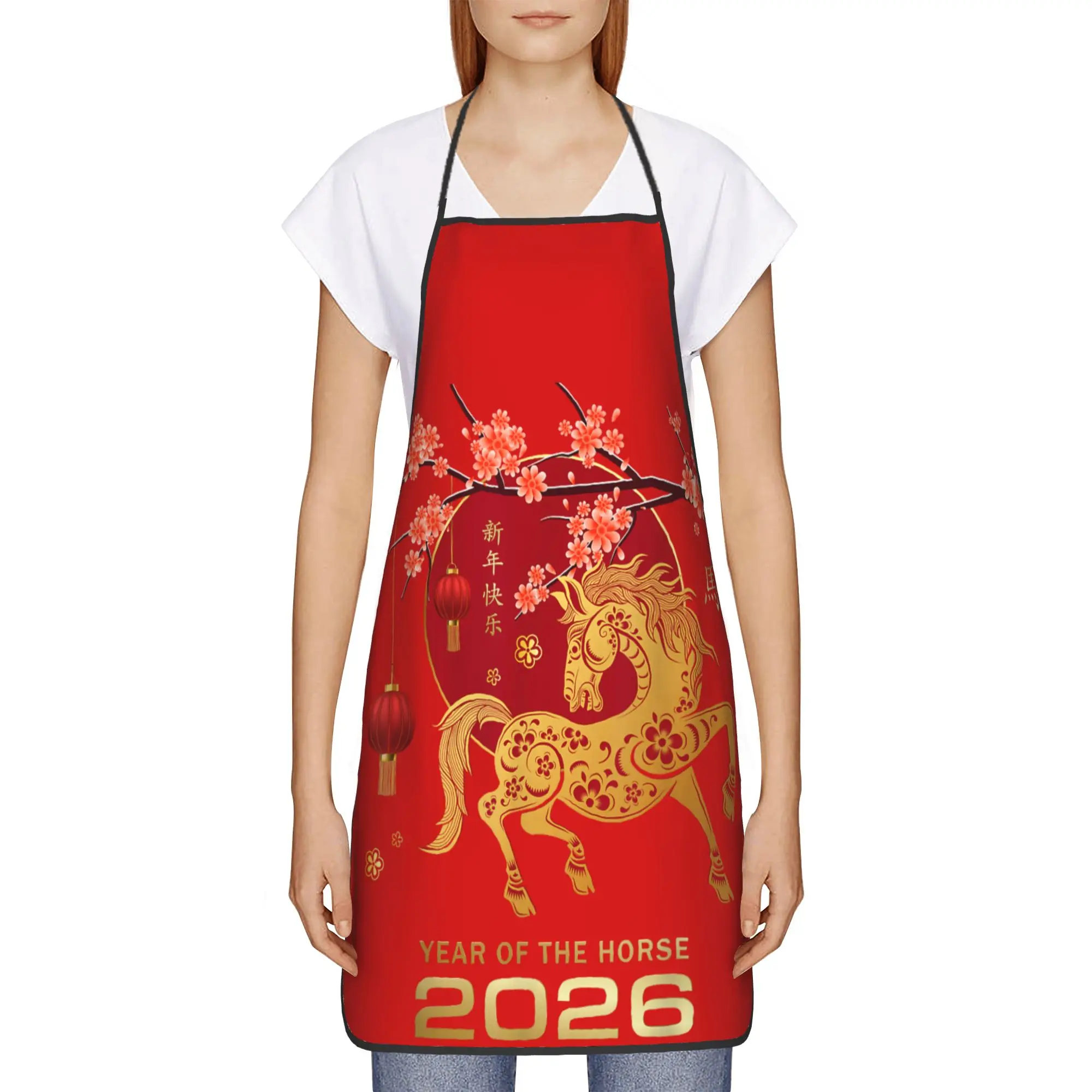 

Фартук в китайском стиле из полиэстера к Лунному Новому году 2026 (Год Лошади), 52*72 см, для кухни и дома, подарок для мужчин и женщин, поваров