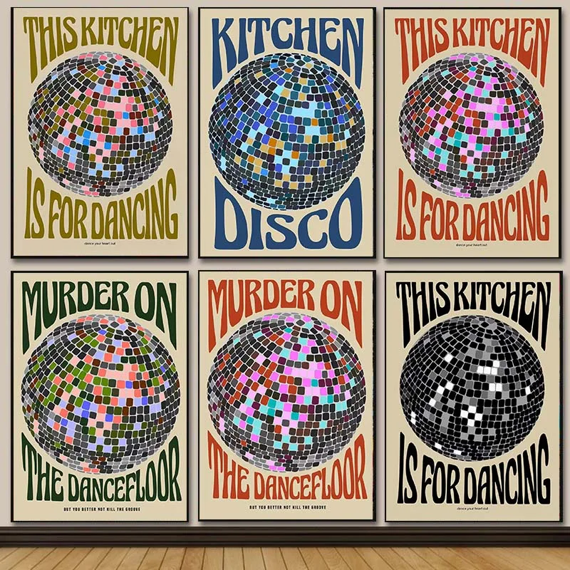 

Minimalist Kitchen Disco Quote Canvas Painting Vintage Wall Art Poster Print Picture Kitchen Bar Home Decoration Cuadro No Frame