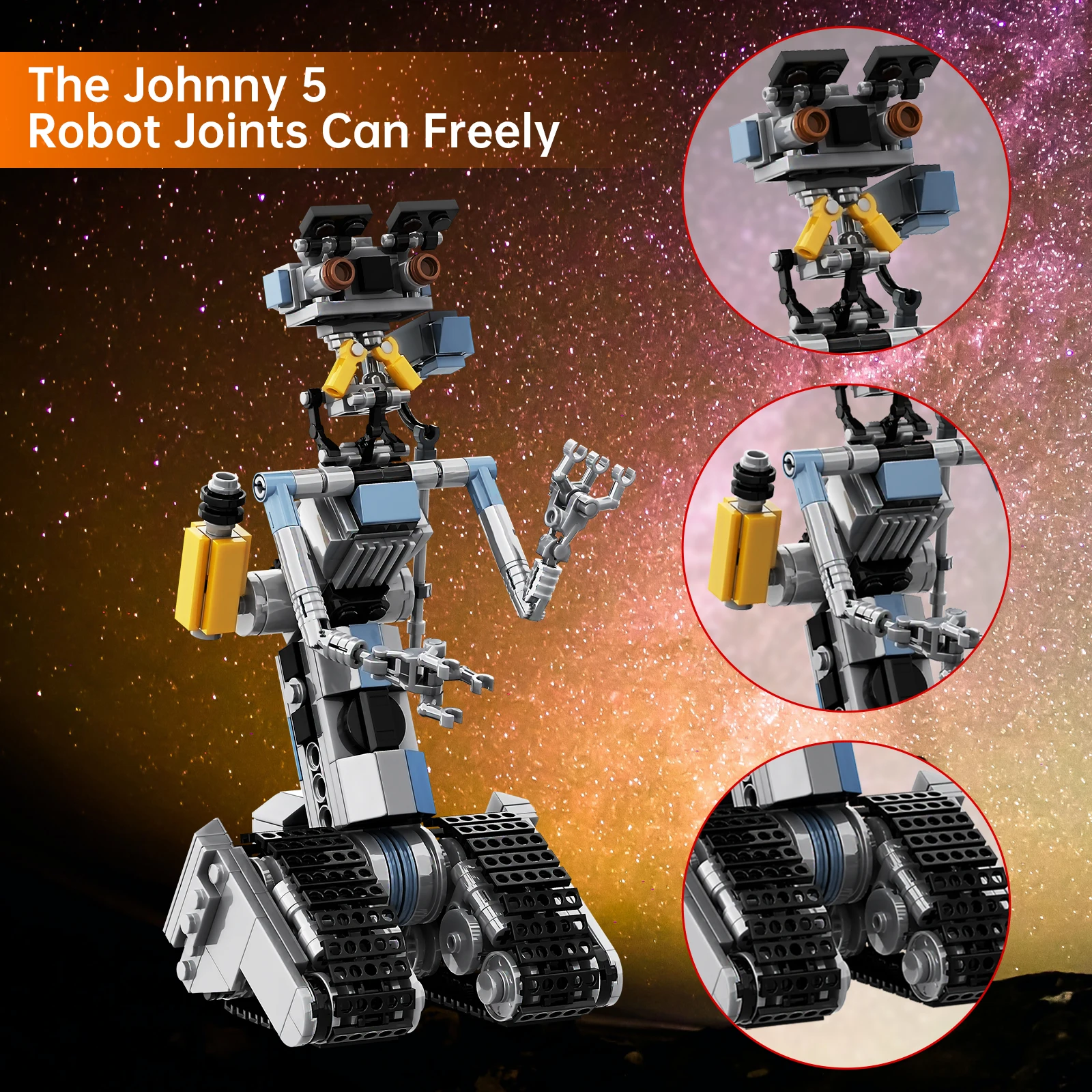 BuildMOC Johnny 5 Building Blocks Movie Figurki Sci-Fi Komedia Ołów Wojskowy Robot Johnny Five Model Kit DIY Zabawka dla dzieci Prezent