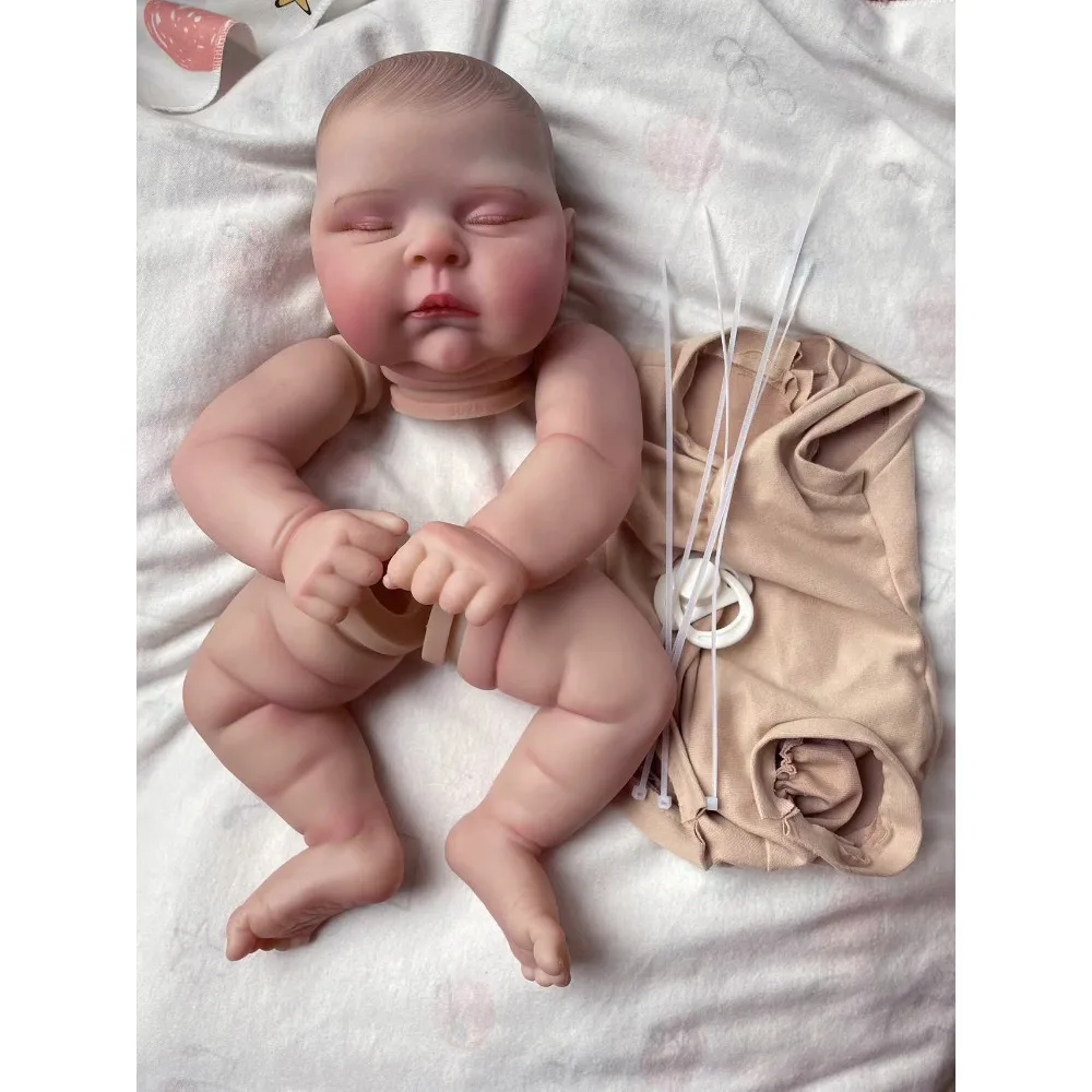 21inch Reborn Doll Kit Peaches Already Painted Kits 3D Skin with Visible Veins Reborn Doll Parts with Cloth Body Kit Bebe Reborn