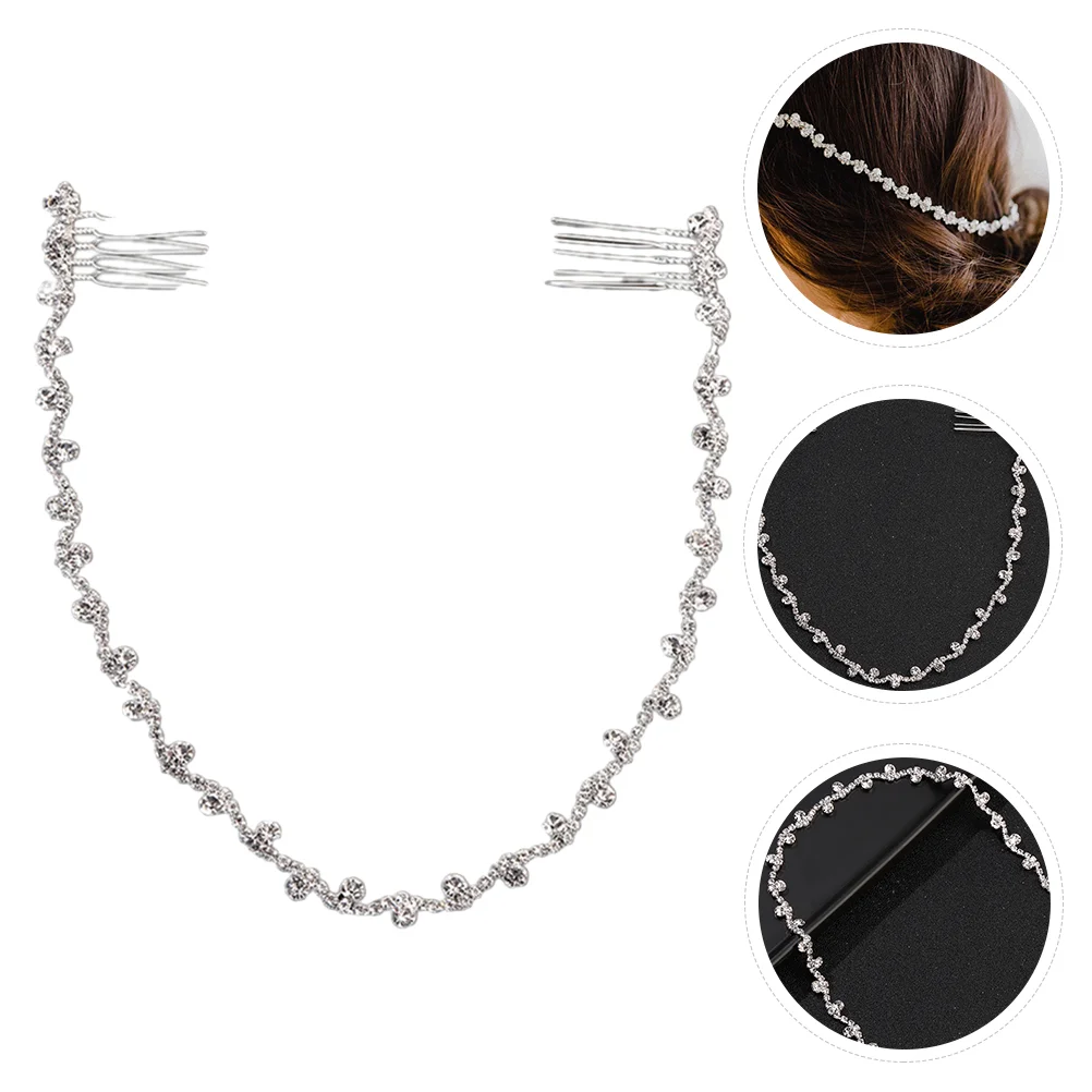 

Nail Bride Wedding Hair Accessories Women's Head Band Bling Necklace Rhinestones Bridal Comb