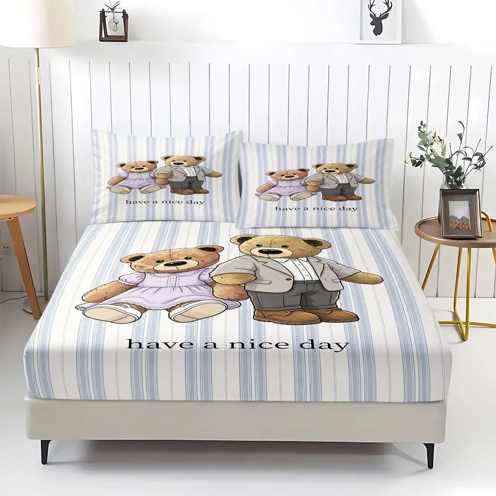 Boho Sun Sunflower Zodiac Print Fitted Sheet Set Bed Sheet Set Digital Printed Bedding Soft Elastic Deep Pocket Home Decor