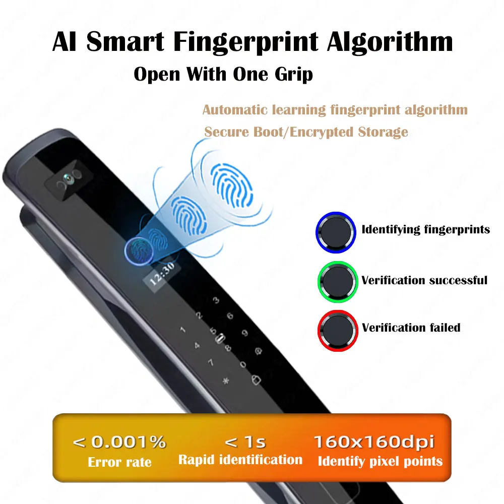 Imagem -03 - Face Recognition Smart Door Lock Wifi App Impressão Digital Cartão Biométrico Chave Fechadura Digital Home Inteligência 3d