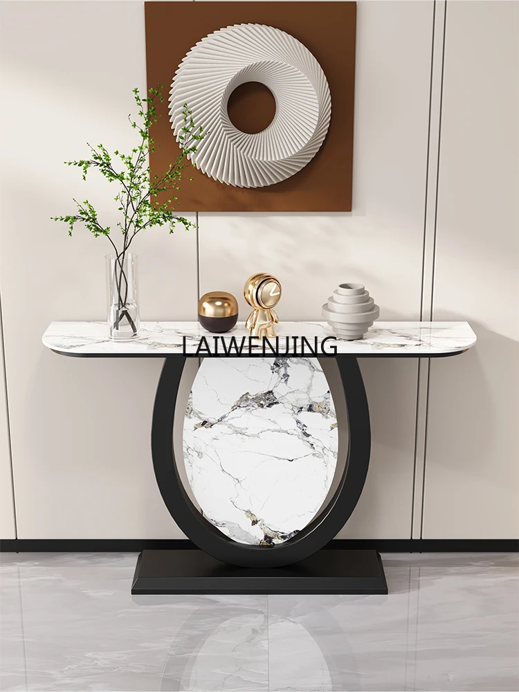 LY Nordic rock slab table foyer light luxury enigma table simple cabinet decoration semicircular end view table