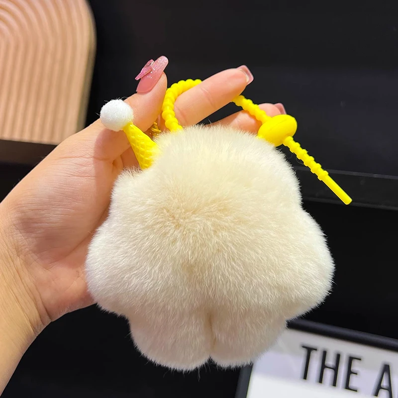 Cute Imitation otter Rabbit Hair Ice Cream Clumsy Pendant Car Key Chain Bag Accessories Gift