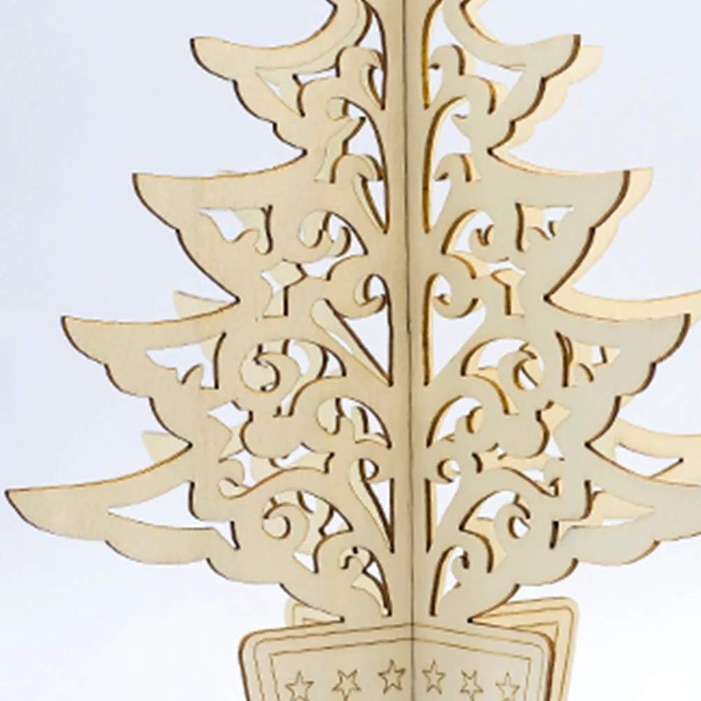 

Three-Dimensional Hollow Christmas Wood Tree Ornament Exquisite Table Tree Decoration for Party Festive Atmosphere
