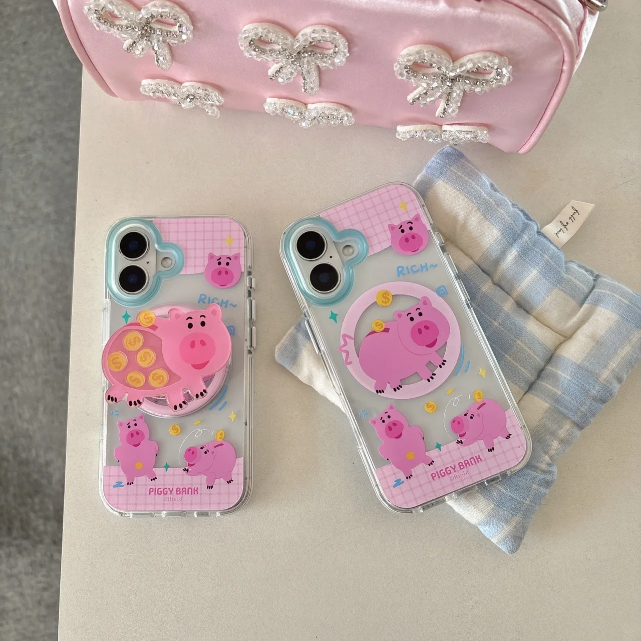 Super Cute Pink Piggy Magnetic Phone Case for iPhone16, 16pro 16Promax, 15, 15pro 15Promax, 14, 14pro14Promax, 13, 13pro, 13Prom